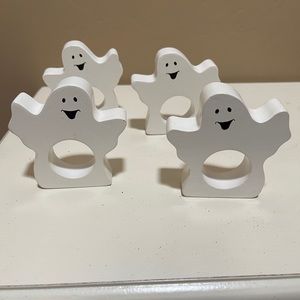 Set of Four (4) Wood Ghost Napkin Rings